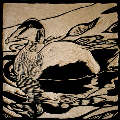 eider duck woodcut